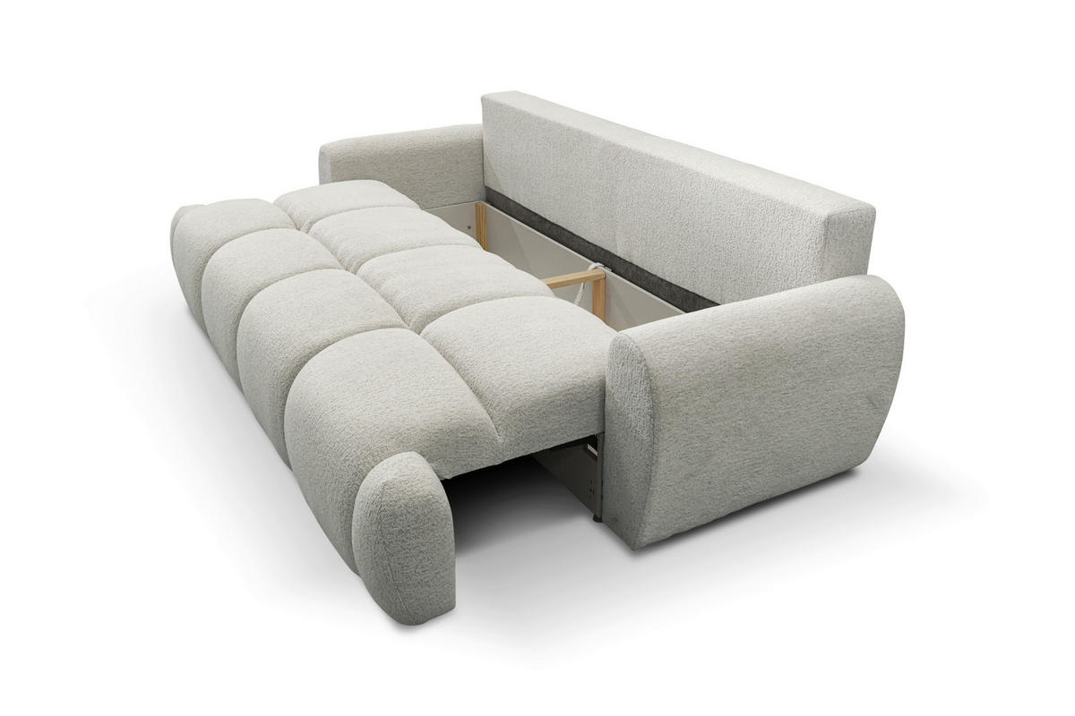 SCHLAFSOFA ALBA Struktur Creme  inkl. Bettkasten, Schlaffunktion  - Creme/Schwarz, Design, Holz/Textil (242/93/104cm) - MID.YOU