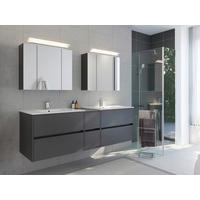 BADEZIMMER 3-teilig  in 190 cm  - Graphitfarben/Weiß, Trend, Glas/Holzwerkstoff (190cm) - MID.YOU