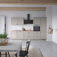 KÜCHENBLOCK Cascada 330 cm  in Grau, Eiche dunkel  - Eiche dunkel/Schwarz, MODERN, Holzwerkstoff/Metall (330cm) - Nobilia