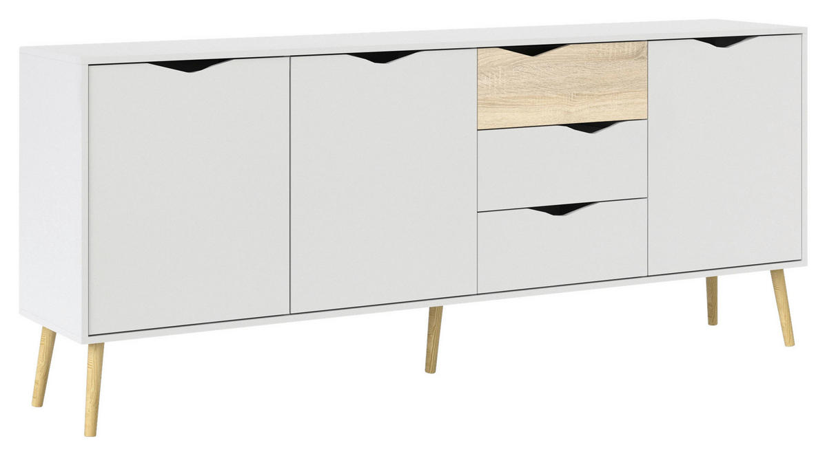 SIDEBOARD 195,7/81,7/39,1 cm  - vit/ekfärgad, Design, trämaterial/trä (195,7/81,7/39,1cm) - Best Price