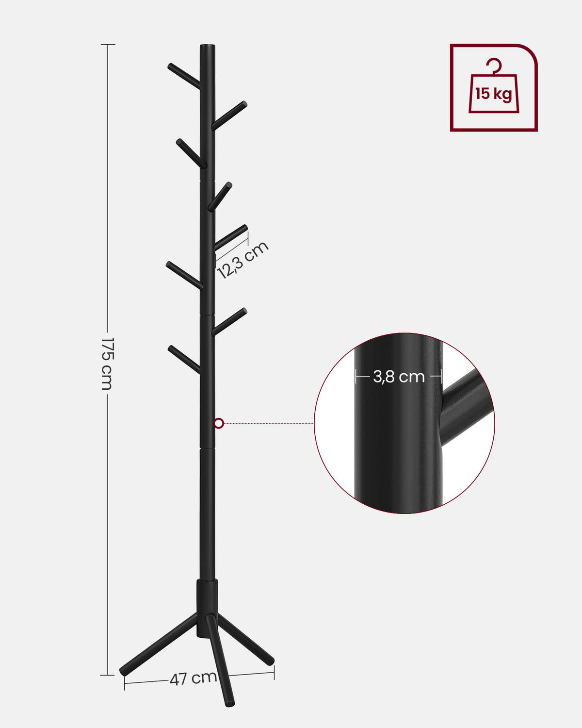 KLEIDERSTÄNDER in Schwarz 47/175/47 cm   - Schwarz, Trend, Holz (47/175/47cm) - Boxxx