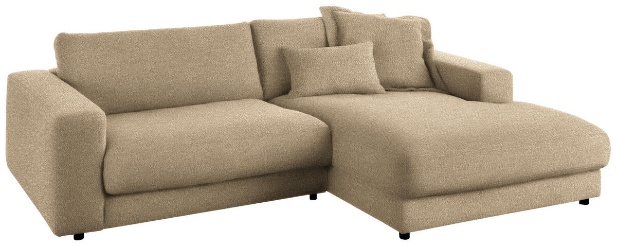 ECKSOFA in Flachgewebe Sandfarben  - Sandfarben/Schwarz, Design, Kunststoff/Textil (270/190cm) - Lomoco