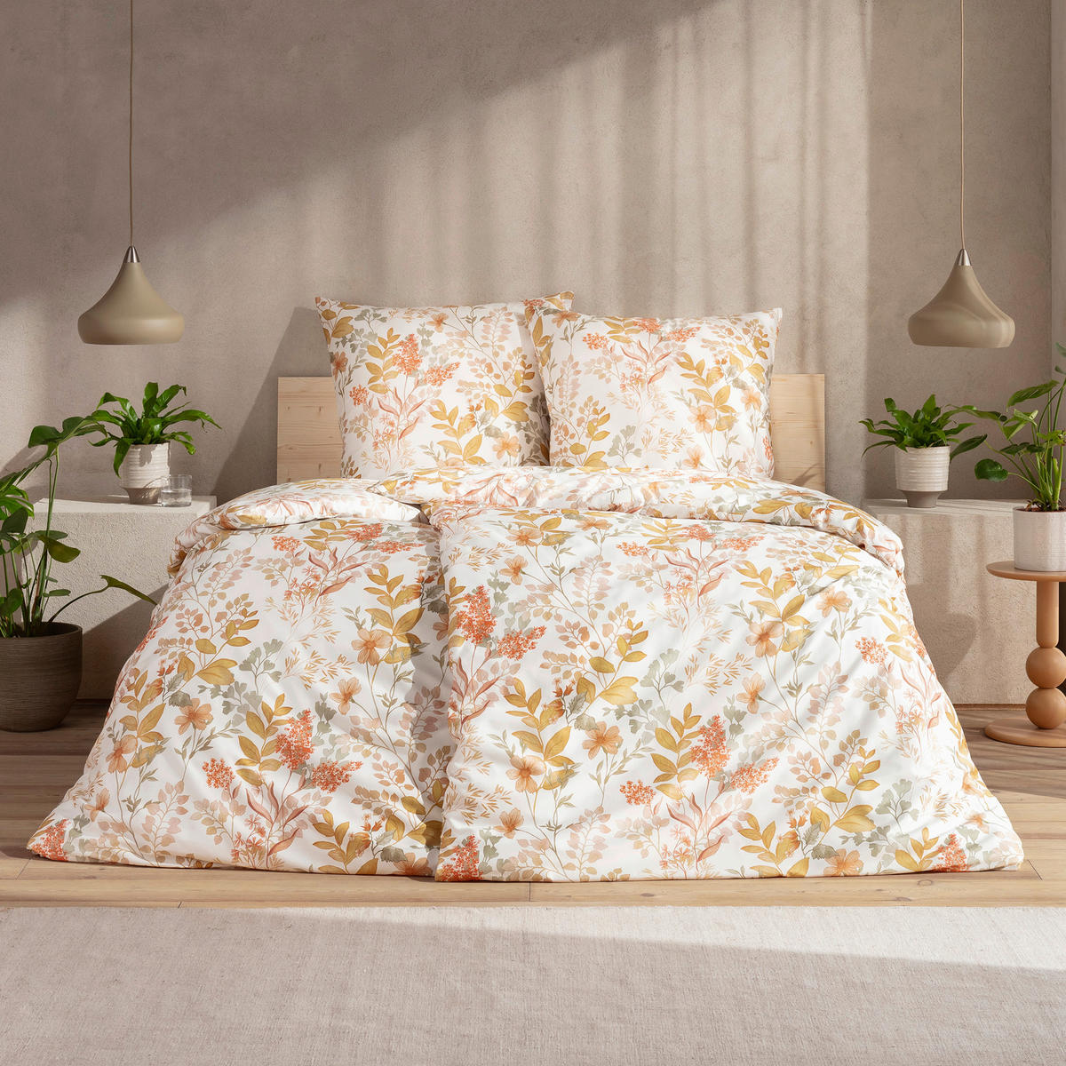 BETTWÄSCHE 2-teilig Natürlich Estella Makosatin 140/200 cm  - Goldfarben, Basics, Textil (140/200cm) - Estella