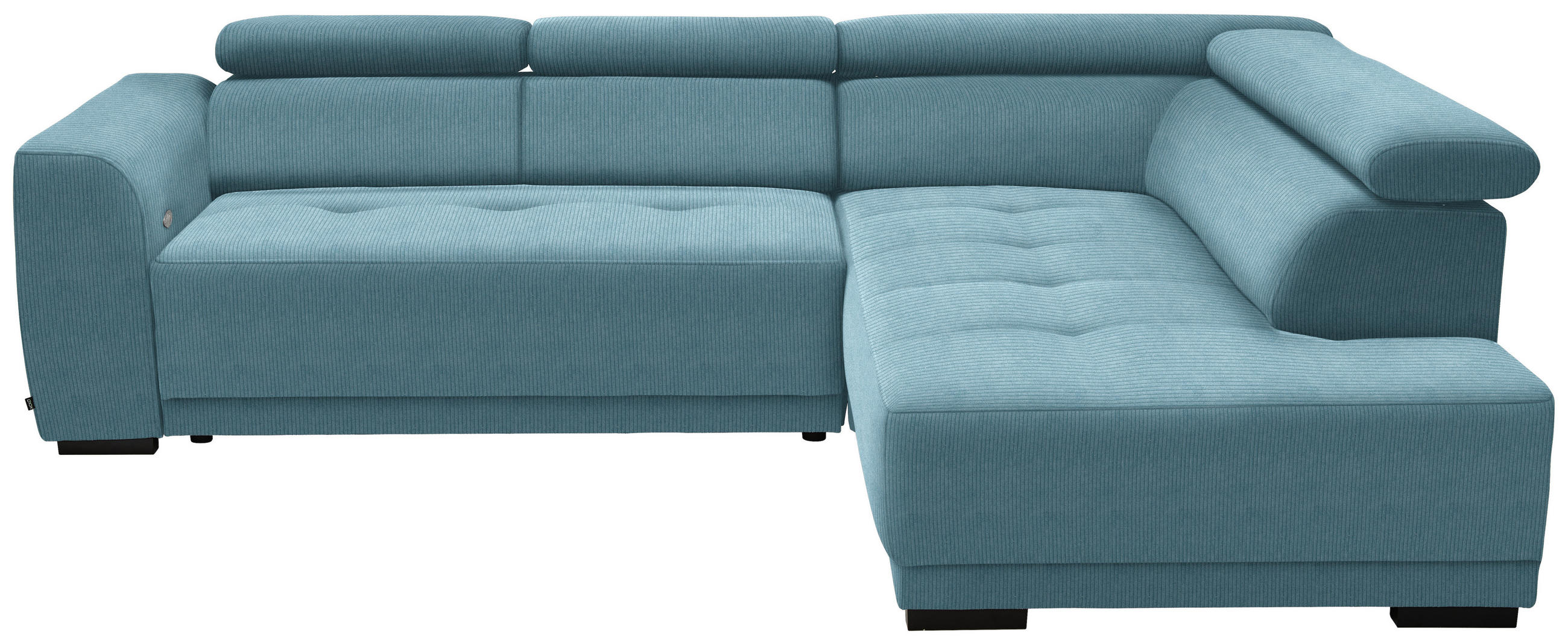 ECKSOFA in Feincord Türkis  - Türkis/Schwarz, Design, Kunststoff/Textil (284/205cm) - MID.YOU