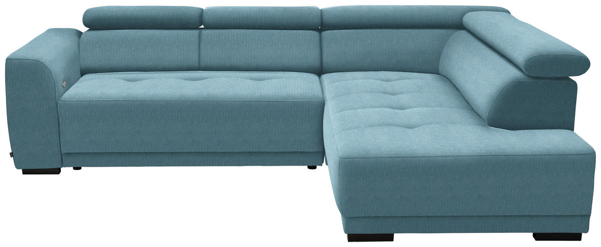 ECKSOFA in Feincord Türkis  - Türkis/Schwarz, Design, Kunststoff/Textil (284/205cm) - MID.YOU