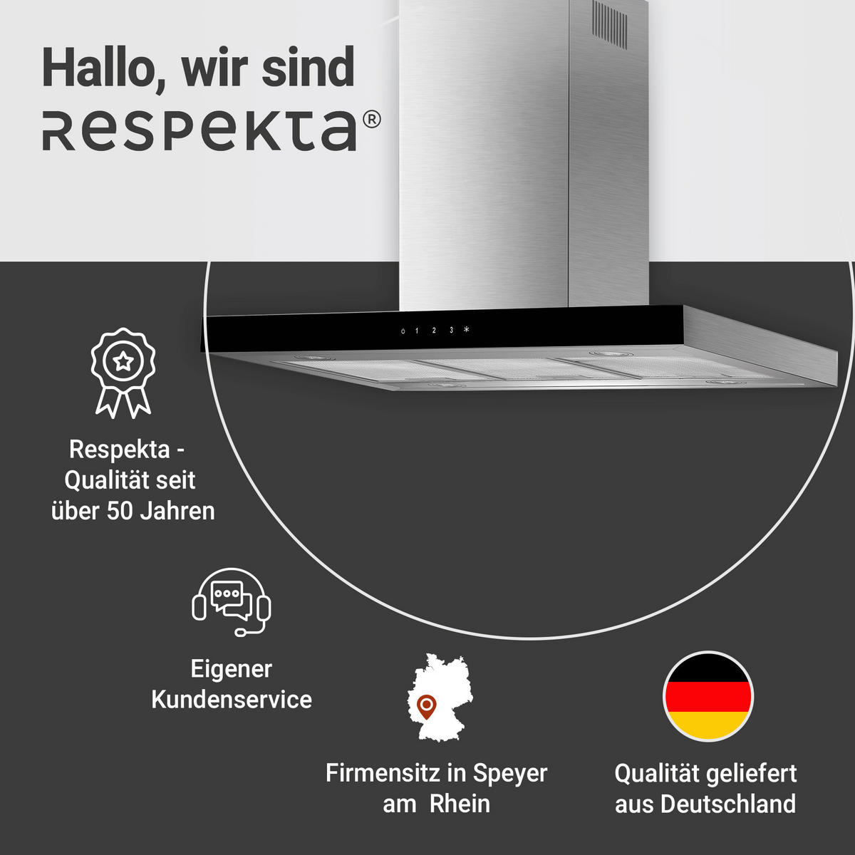 DUNSTABZUGSHAUBE CH44099GISAM  - Edelstahlfarben, Trend, Kunststoff/Metall (89,5/65-114/60cm) - Respekta