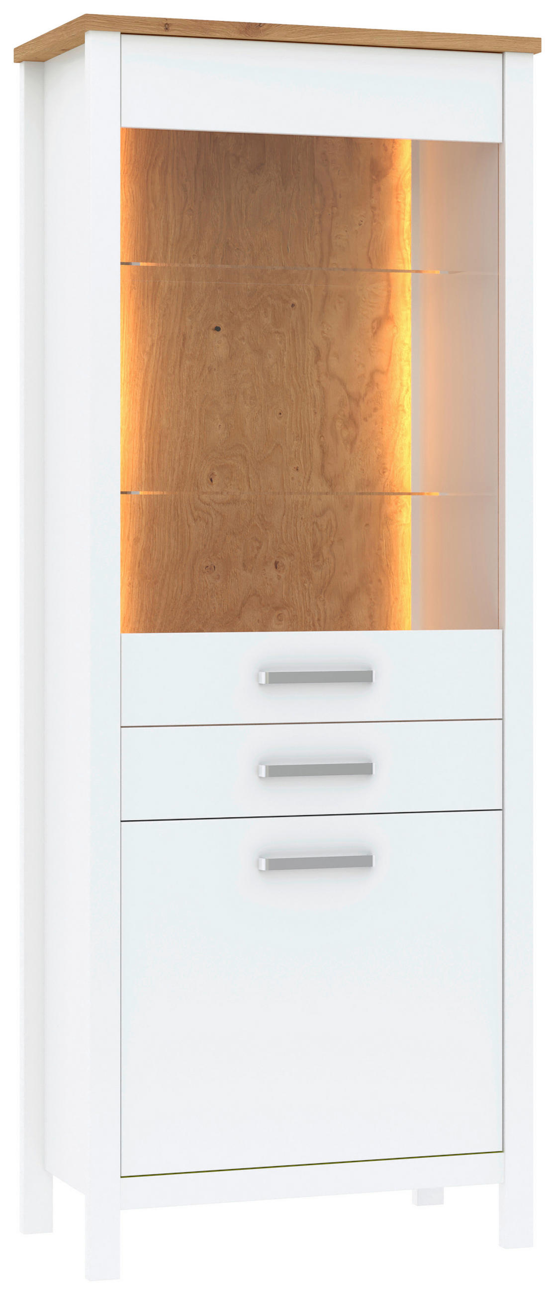 VITRINA 80/205/45 cm   - bijela/srebrne boje, Romantično / ladanjski, staklo/drvni materijal (80/205/45cm)