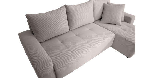 ECKSOFA inkl. Funktion Hellgrau Cord  - Hellgrau/Schwarz, Design, Kunststoff/Textil (248/146cm) - Xora