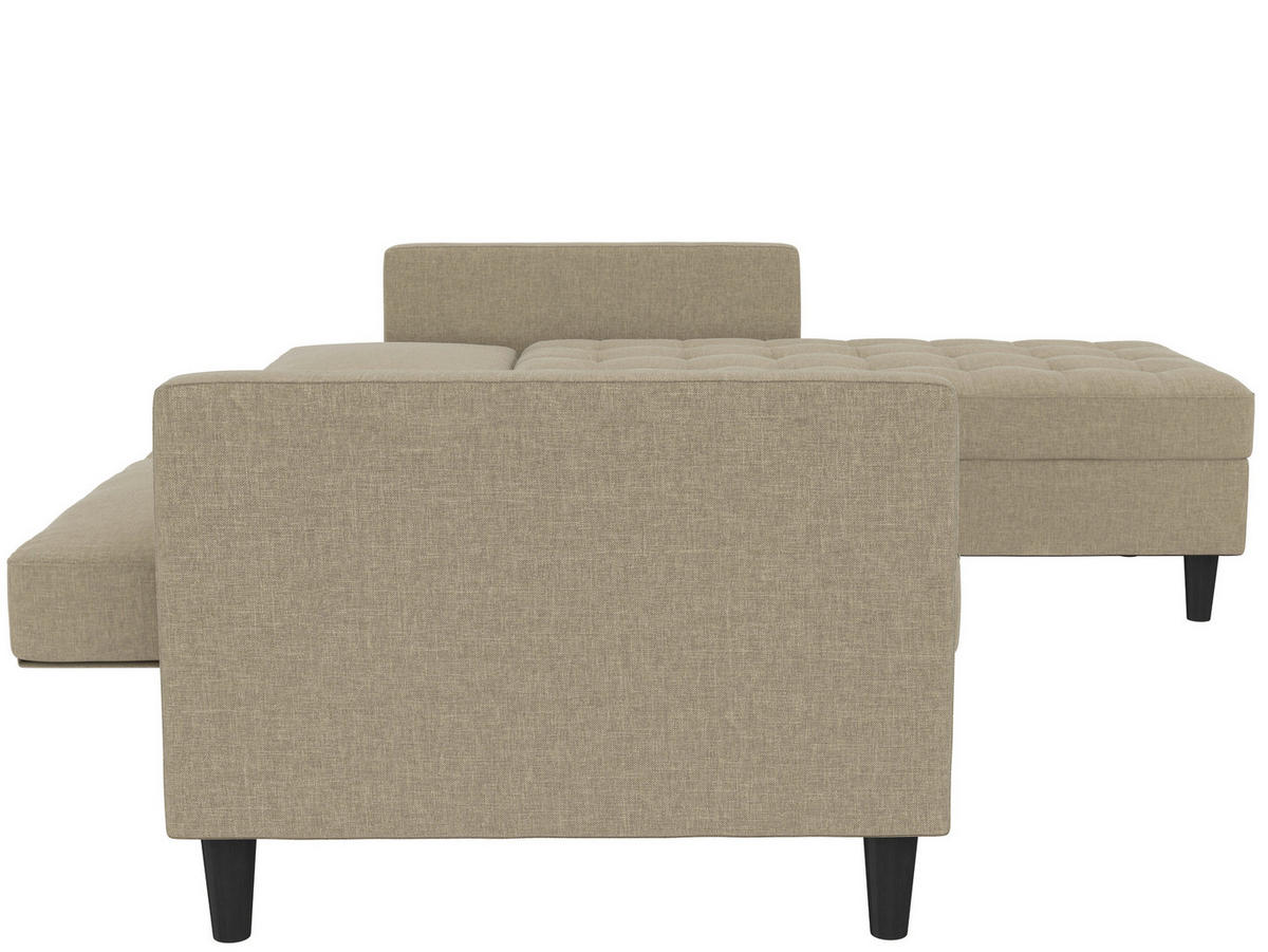 ECKSOFA PALERMO Cappuccino Webstoff, Leinenoptik Schlaffunktion, Stauraum  - Schwarz/Cappuccino, Basics, Kunststoff/Textil (213/154cm) - Livetastic