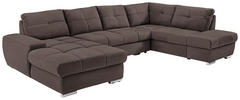 WOHNLANDSCHAFT Braun Webstoff  - Chromfarben/Braun, KONVENTIONELL, Kunststoff/Textil (184/341/216cm) - Hom`in