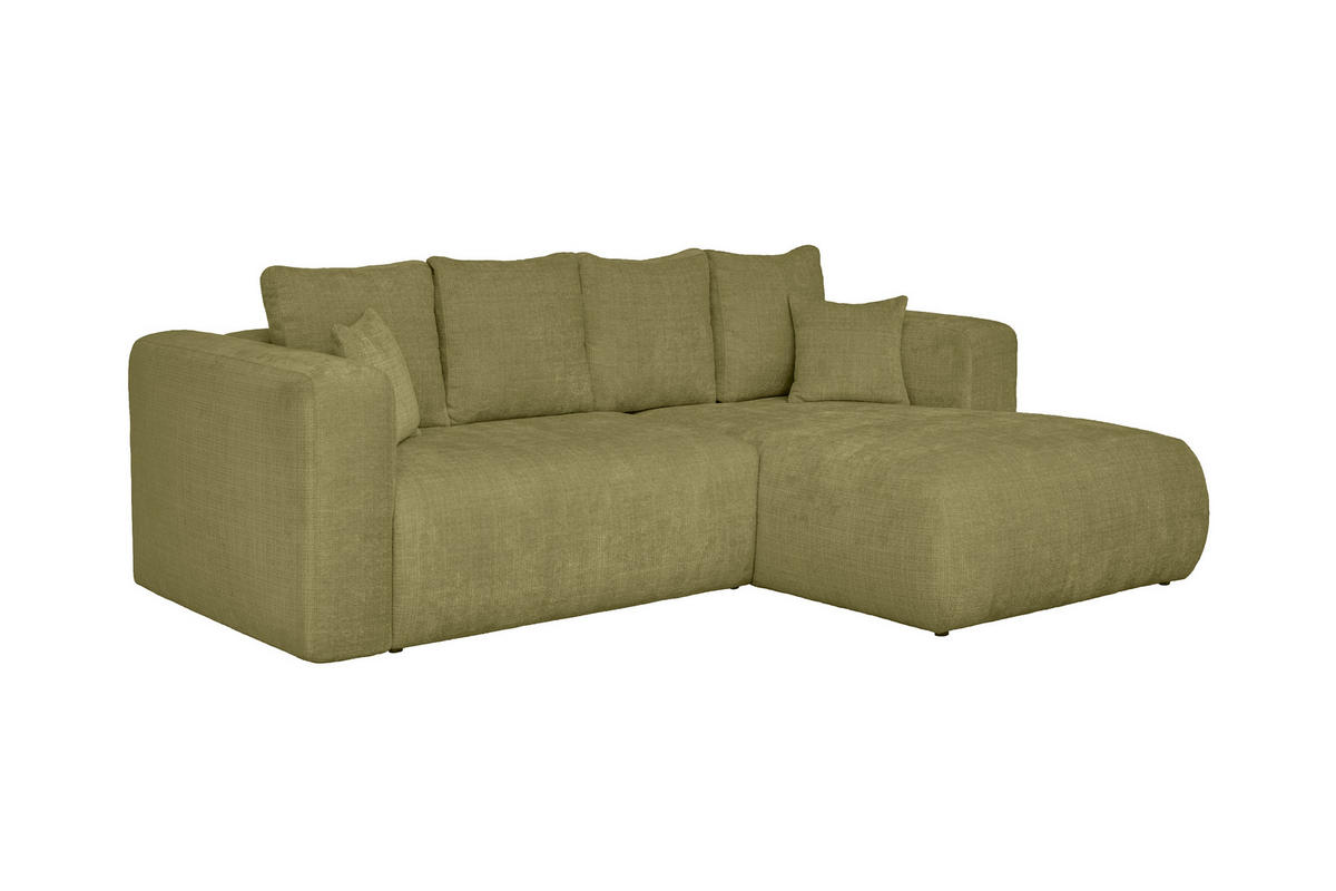 ECKSOFA Olivgrün Chenille Zierkissen, Rückenkissen, Rücken echt  - Schwarz/Olivgrün, MODERN, Kunststoff/Textil (276/188cm) - Milino