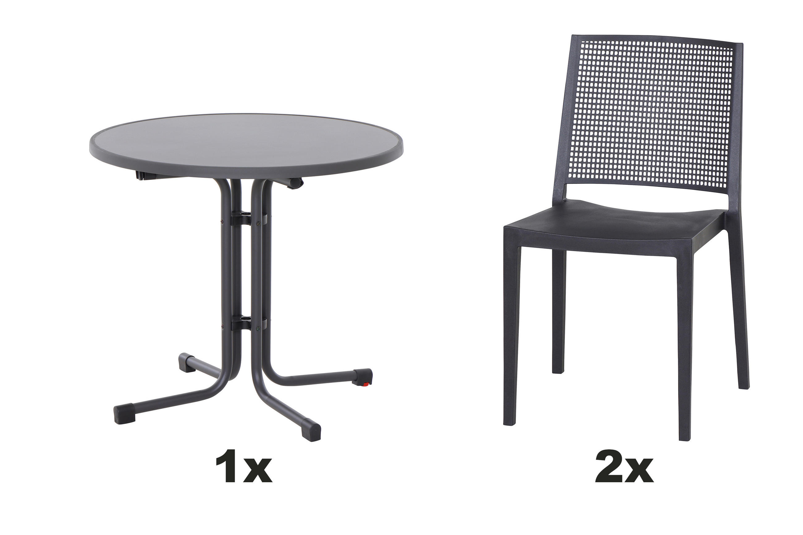 GARTENGARNITUR 3-teilig  - Anthrazit, Basics, Holzwerkstoff/Kunststoff (80/80/80cm) - Siena Garden