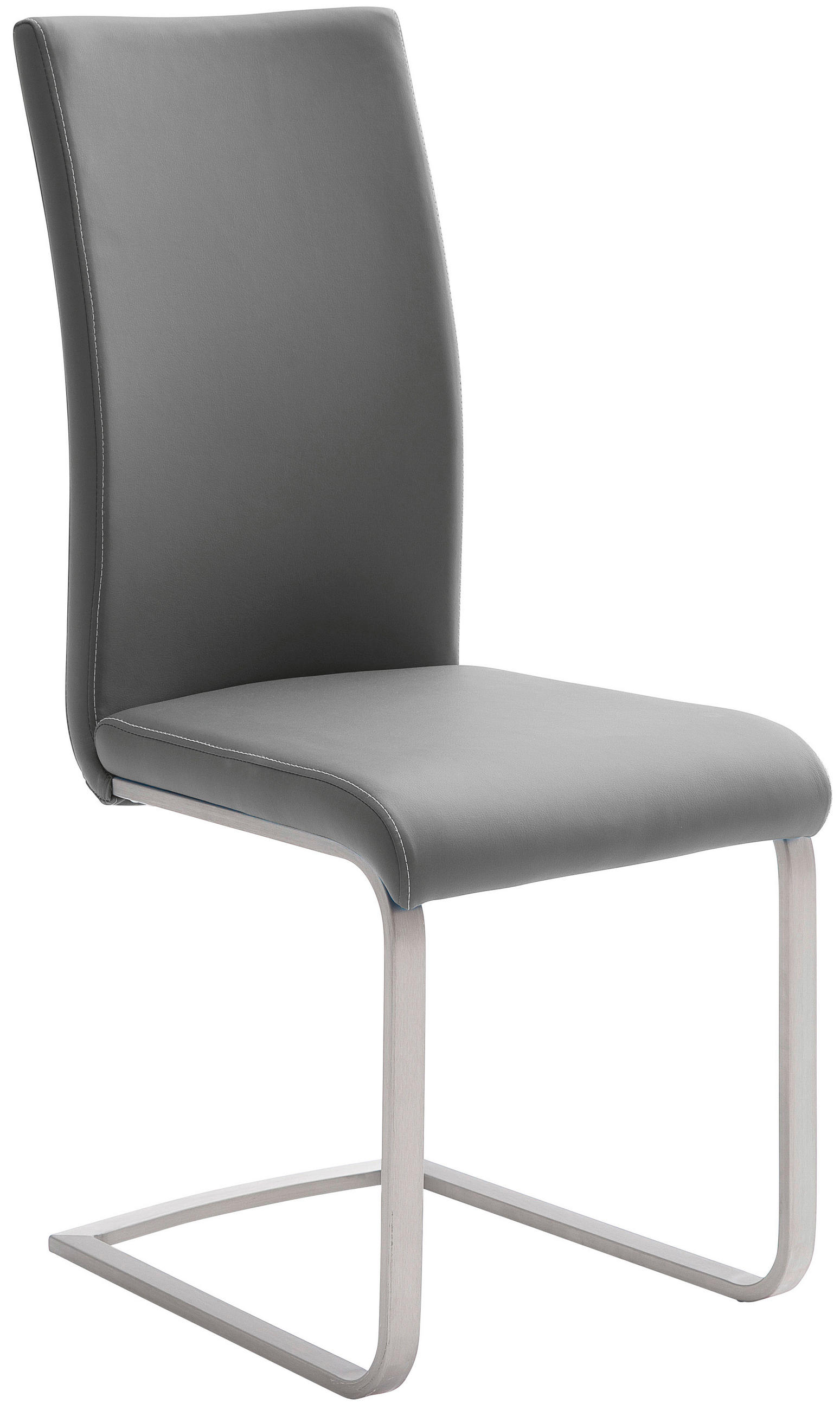 SCHWINGSTUHL  in Edelstahl Lederlook  - Edelstahlfarben/Creme, Design, Textil/Metall (42/102/58cm) - MID.YOU