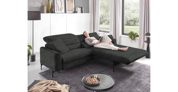 ECKSOFA in Flachgewebe Dunkelgrau  - Dunkelgrau/Schwarz, Design, Textil/Metall (252/191cm) - Dieter Knoll