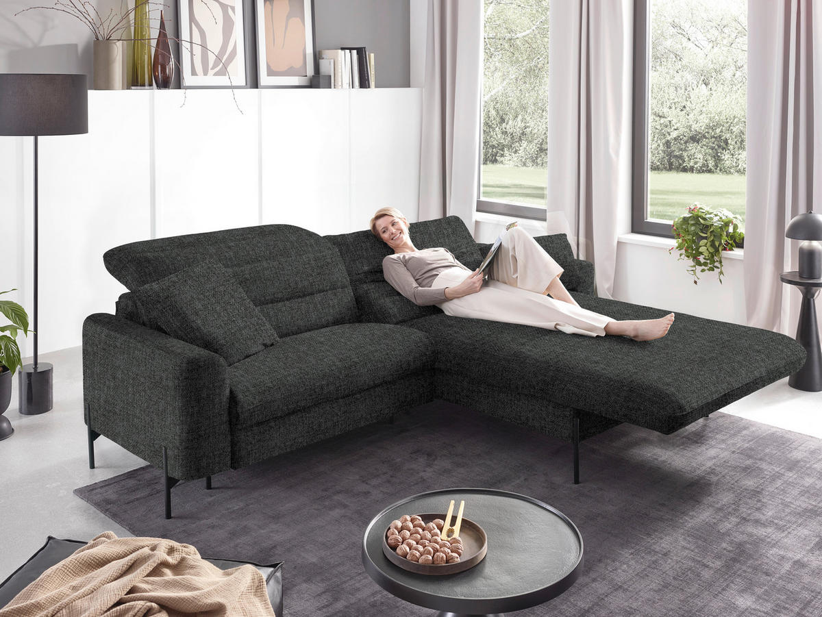 SAROKKANAPÉ textil sötétszürke  - fekete/sötétszürke, Design, textil/fém (252/191cm) - Dieter Knoll