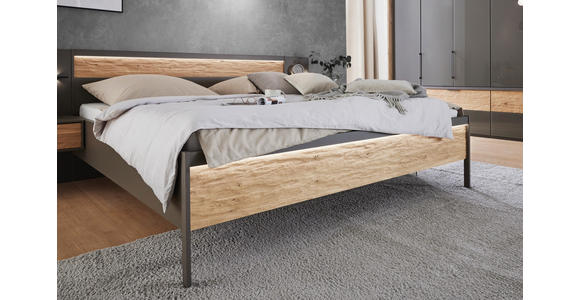 BETT 180/200 cm  in Anthrazit, Eichefarben  - Eichefarben/Anthrazit, KONVENTIONELL, Holz (180/200cm) - Dieter Knoll