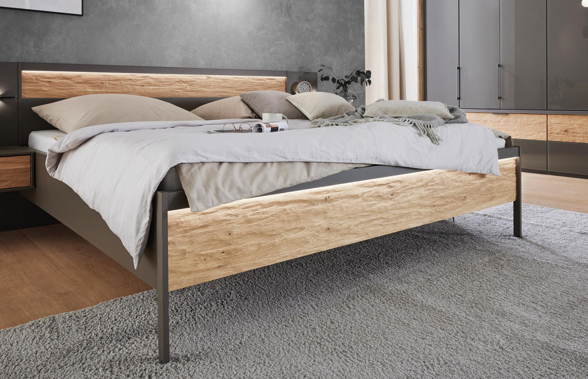 BETT 160/200 cm  in Anthrazit, Eichefarben   - Eichefarben/Anthrazit, Konventionell, Holz/Holzwerkstoff (160/200cm) - Dieter Knoll