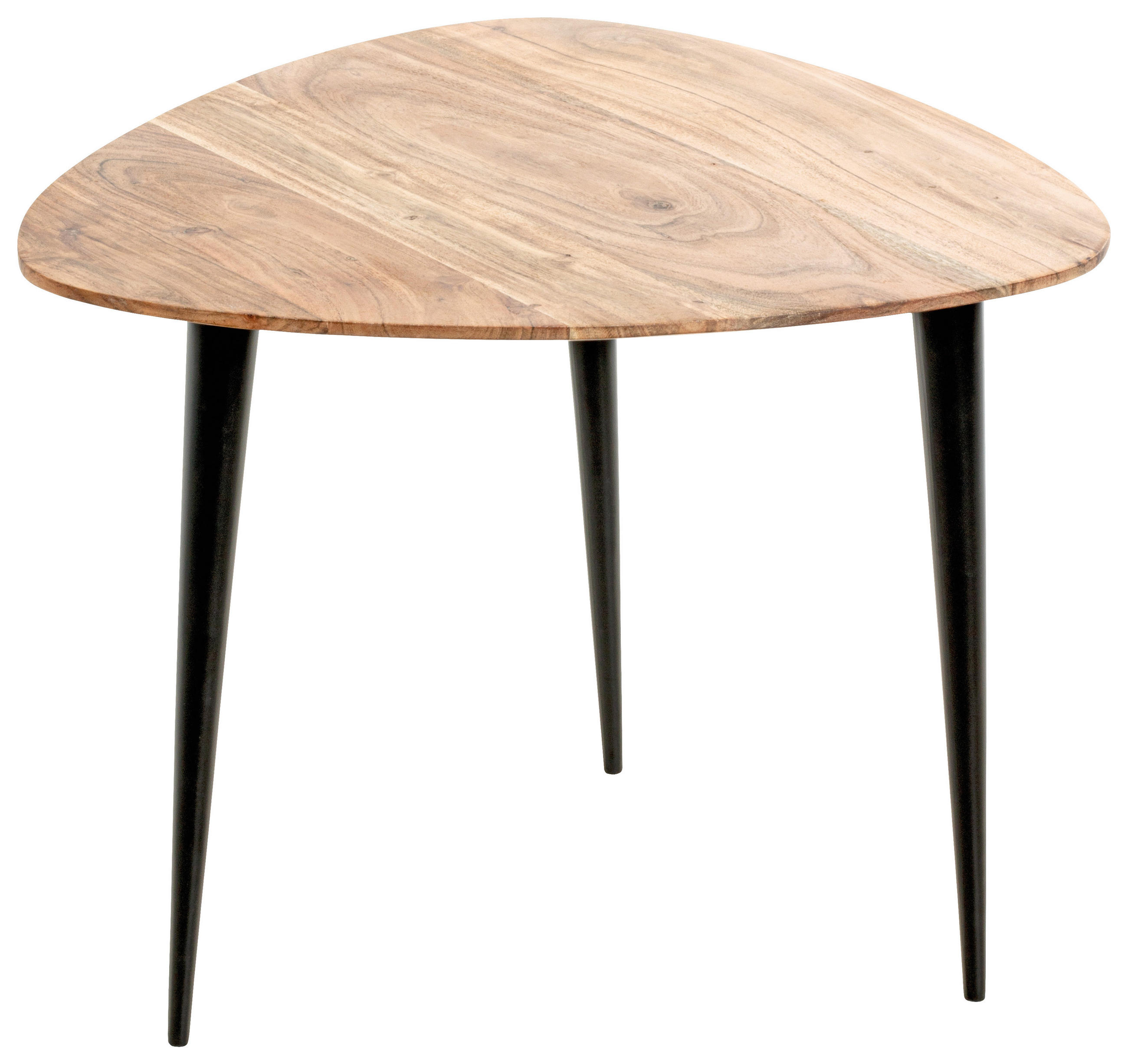 BEISTELLTISCH 55/55/46 cm Akazie massiv Schwarz, Akaziefarben Freiform  - Schwarz/Akaziefarben, KONVENTIONELL, Holz/Metall (55/55/46cm)