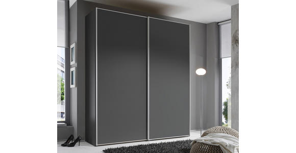 SCHWEBETÜRENSCHRANK 188/222/68 cm 2-türig  - Anthrazit/Alufarben, Design, Holzwerkstoff/Metall (188/222/68cm) - Moderano