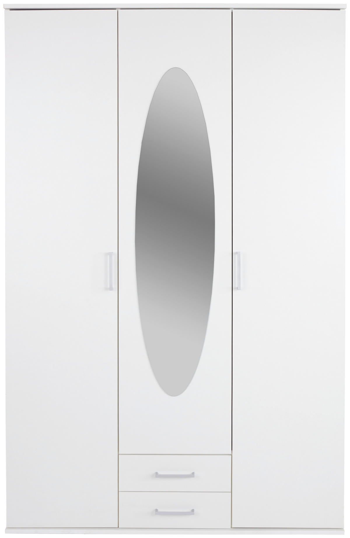 DREHTÜRENSCHRANK 120/196/55 cm 3-türig Weiß  - Eichefarben/Alufarben, Basics, Glas/Holzwerkstoff (120/196/55cm) - P & B