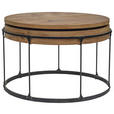 COUCHTISCH Eiche massiv 73/73/48 cm rund Schwarz, Eichefarben  - Eichefarben/Schwarz, Design, Holz/Metall (73/73/48cm) - Carryhome