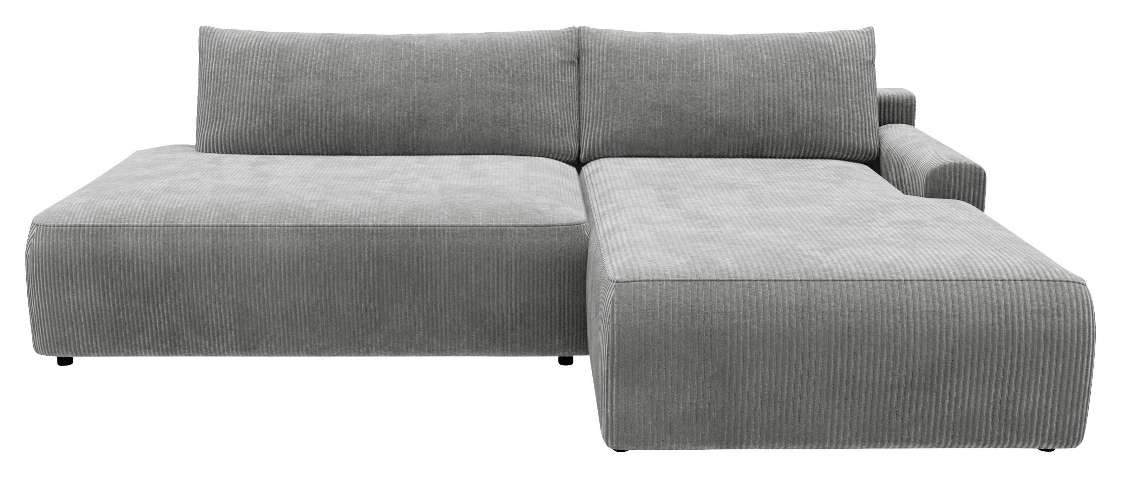 ECKSCHLAFSOFA in Cord Dunkelgrau - Dunkelgrau/Schwarz, Modern, Kunststoff/Textil (253/167cm) - Trendmanufaktur