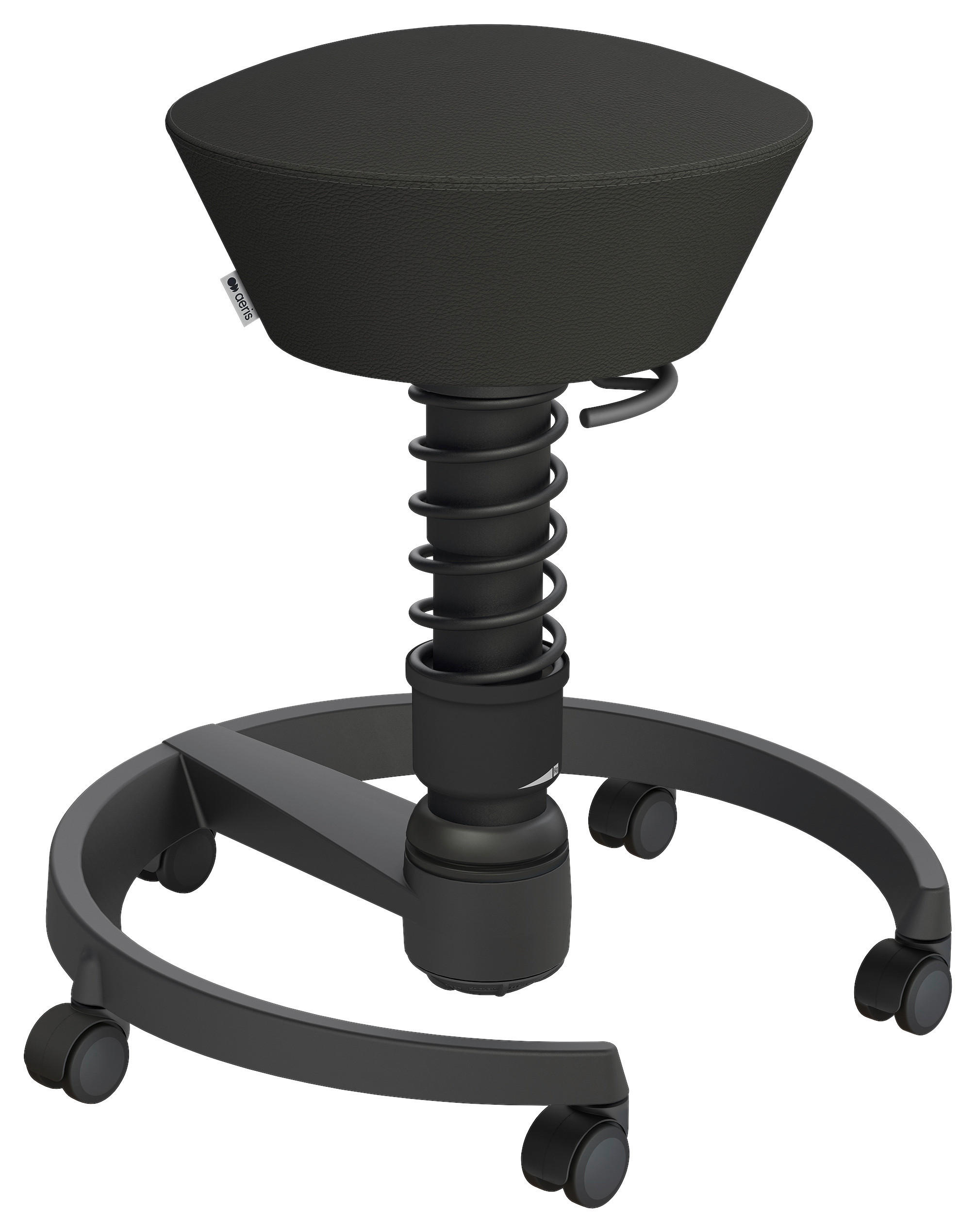 BÜROHOCKER Schwarz - Schwarz, Basics, Leder/Kunststoff (55/45,66/55cm) - Aeris