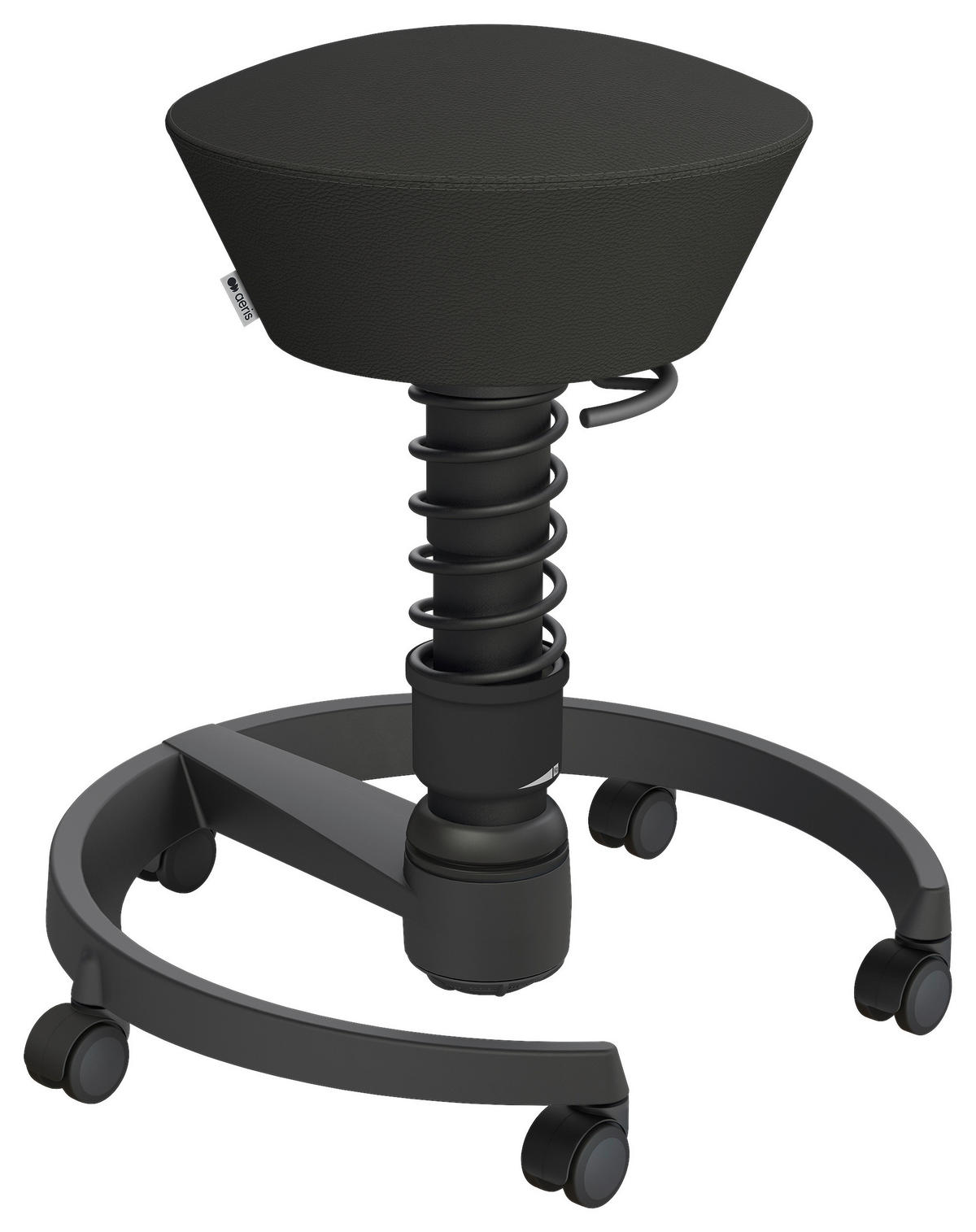 BÜROHOCKER Leder Schwarz  - Schwarz, Basics, Leder/Kunststoff (55/45,66/55cm) - Aeris