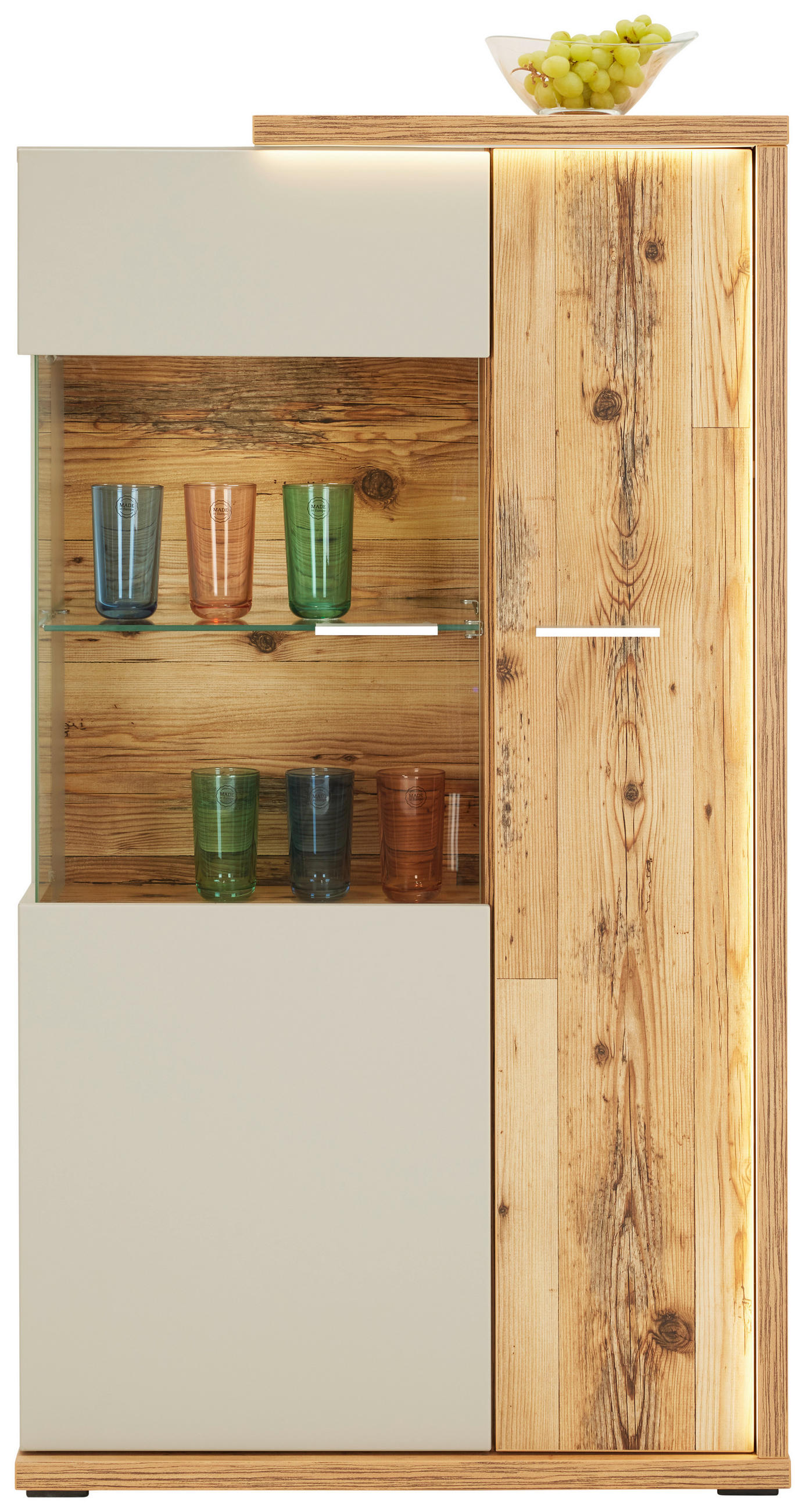 Vitrine Ambiente B: 73,5 cm mit Led Alpine Lodge Dekor