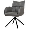 ARMLEHNSTUHL  Sitzfläche 360° drehbar, automatische Rückholfunktion  Echtleder  - Dunkelgrau/Schwarz, MODERN, Leder/Metall (58,5/87,5/61cm) - Livetastic