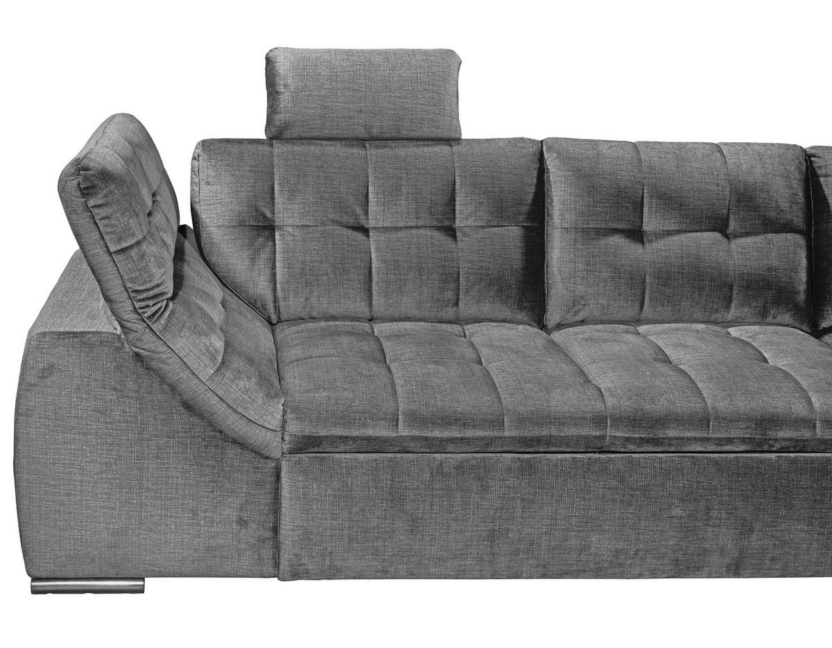ECKSOFA in Mikrovelours Grau  - Schwarz/Grau, Konventionell, Kunststoff/Textil (283/217cm) - MID.YOU