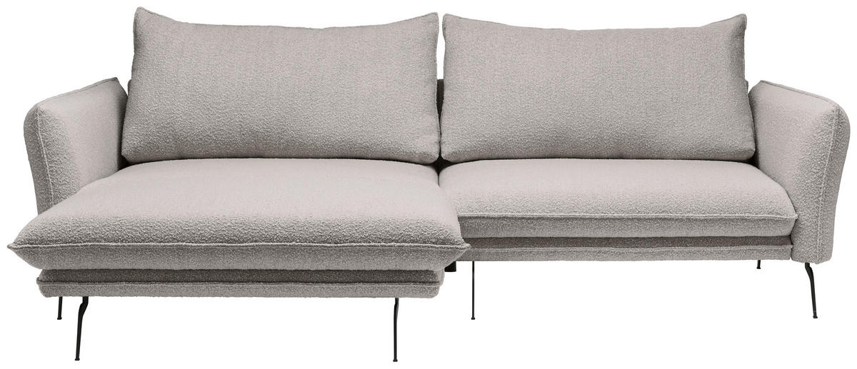 ECKSOFA Hellbraun Bouclé  - Hellbraun/Schwarz, Design, Textil/Metall (182/277cm) - Stylife