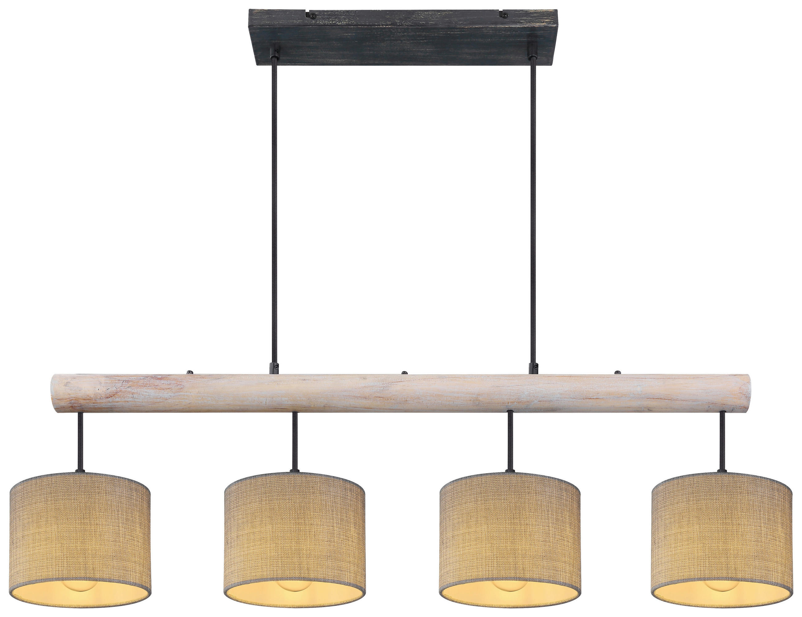 HÄNGLAMPA Roger 102/18/120 cm  - grå/svart, Natur, metall/trä (102/18/120cm) - Globo