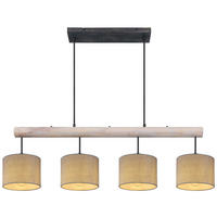 HÄNGLAMPA Roger 102/18/120 cm  - grå/svart, Natur, metall/trä (102/18/120cm) - Globo