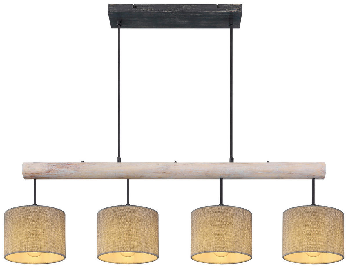 HÄNGLAMPA Roger 102/18/120 cm  - grå/svart, Natur, metall/trä (102/18/120cm) - Globo