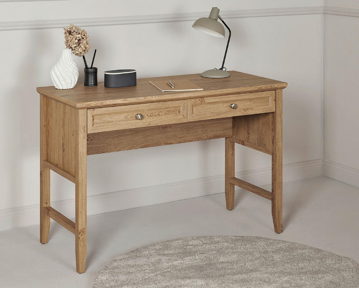 SCHREIBTISCH 120/50/79 cm Eichefarben Stauraum, in verschiedenen Holz-Dekoren erhältlich  - Eichefarben/Silberfarben, MODERN, Holzwerkstoff/Metall (120/50/79cm) - Livetastic