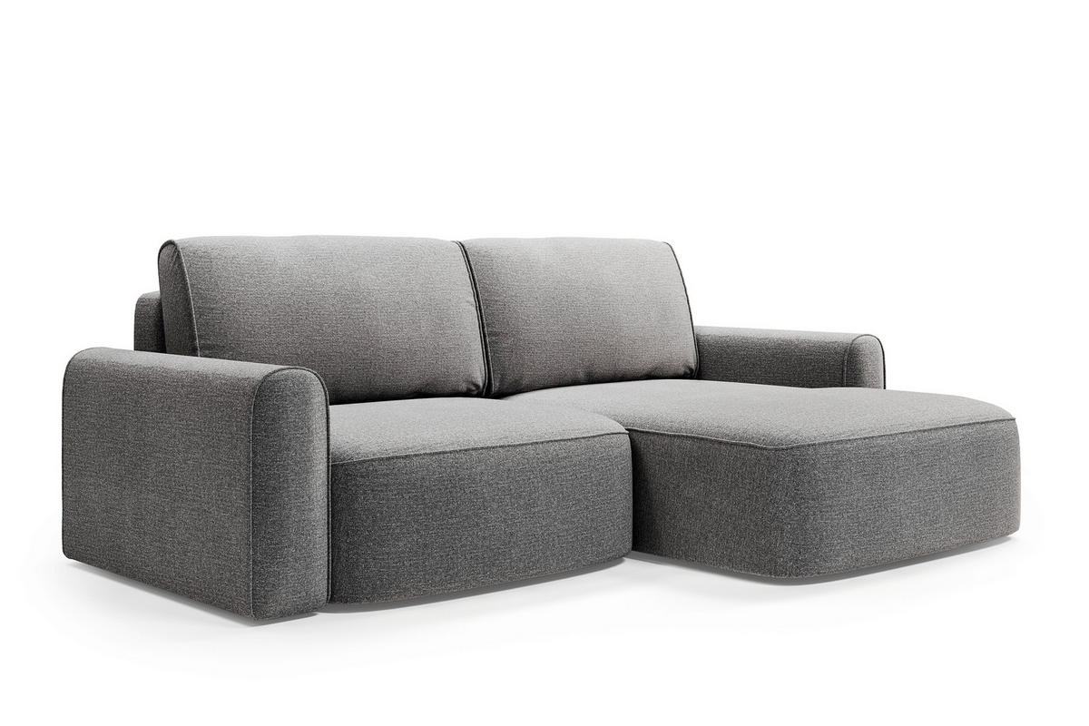 ECKSOFA PIEMONTE Graphitfarben Chenille Rückenkissen, Bettkasten, Schlaffunktion  - Graphitfarben/Schwarz, MODERN, Holz/Kunststoff (92/250cm) - Livetastic