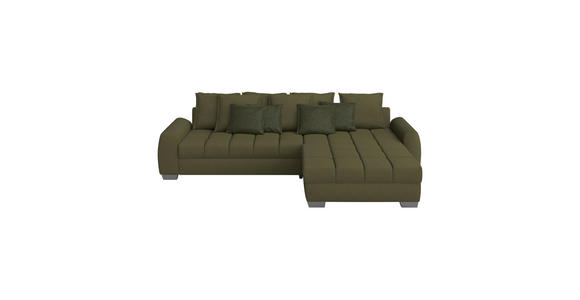 ECKSOFA in Mikrofaser Dunkelgrün  - Chromfarben/Dunkelgrün, Design, Kunststoff/Textil (320/226cm) - Carryhome