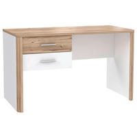 SCHREIBTISCH 125/60/73,8 cm  in Weiß, Eichefarben  - Eichefarben/Alufarben, MODERN, Holzwerkstoff/Metall (125/60/73,8cm) - Xora