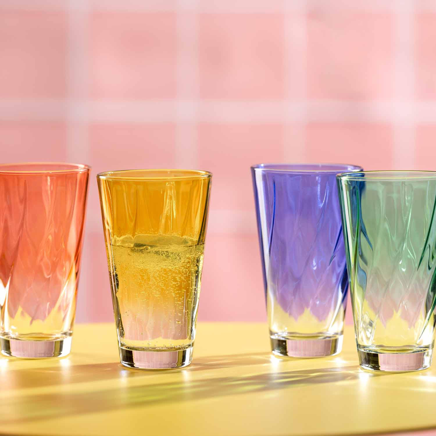 GLÄSERSET  4-teilig  - Blau/Gelb, LIFESTYLE, Glas (16,8/14,2/16,8cm) - Leonardo