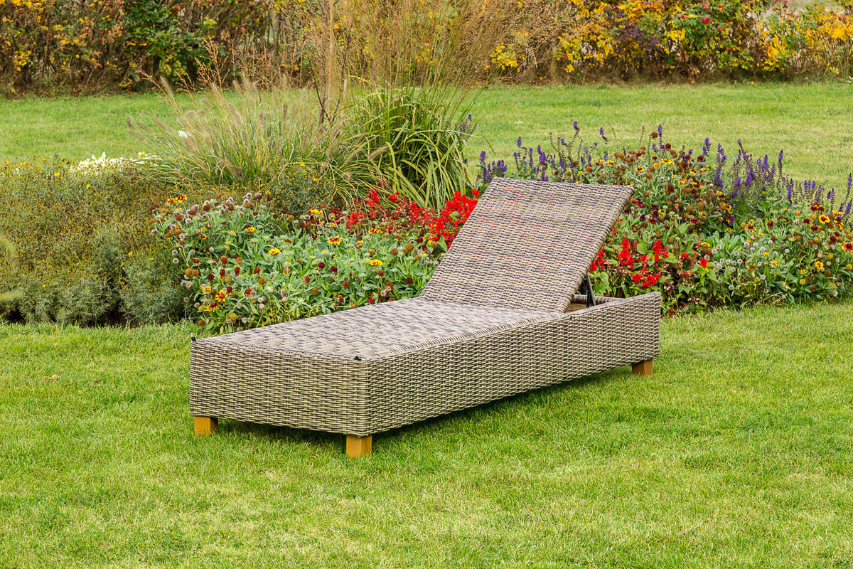 GARTENLIEGE 80/34/86/200 cm  - Akaziefarben/Cappuccino, KONVENTIONELL, Holz/Kunststoff (80/34/86/200cm) - Gardenson