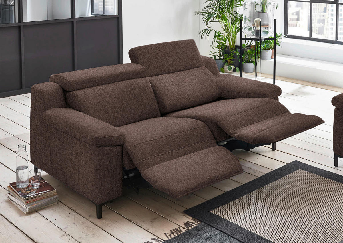 2,5-SITZER in Chenille Dunkelbraun  - Dunkelbraun/Schwarz, Design, Textil/Metall (188/84-104/104cm) - Valdera