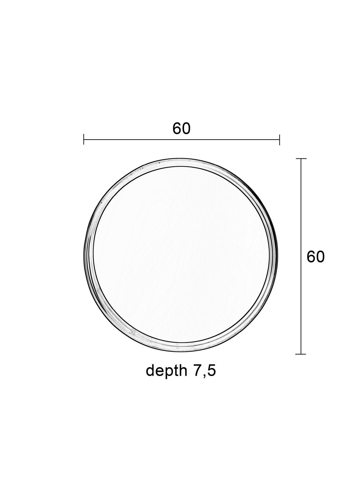 WANDSPIEGEL    in rund  - Schwarz, Trend, Glas/Metall (60/60/7,5cm) - Zuiver