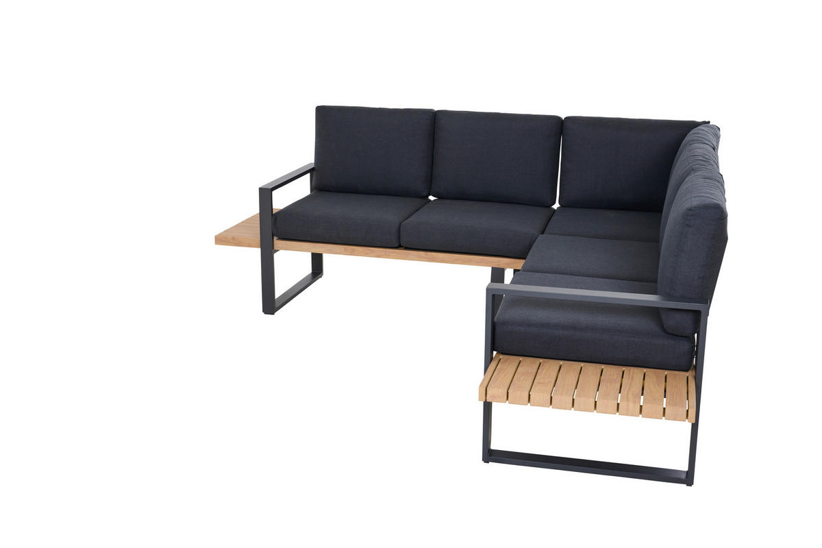 LOUNGEGARNITUR 2-teilig   73,5/78,5/155 cm Aluminium  - Anthrazit/Teakfarben, Basics, Textil/Metall (73,5/78,5/155cm) - Siena Garden