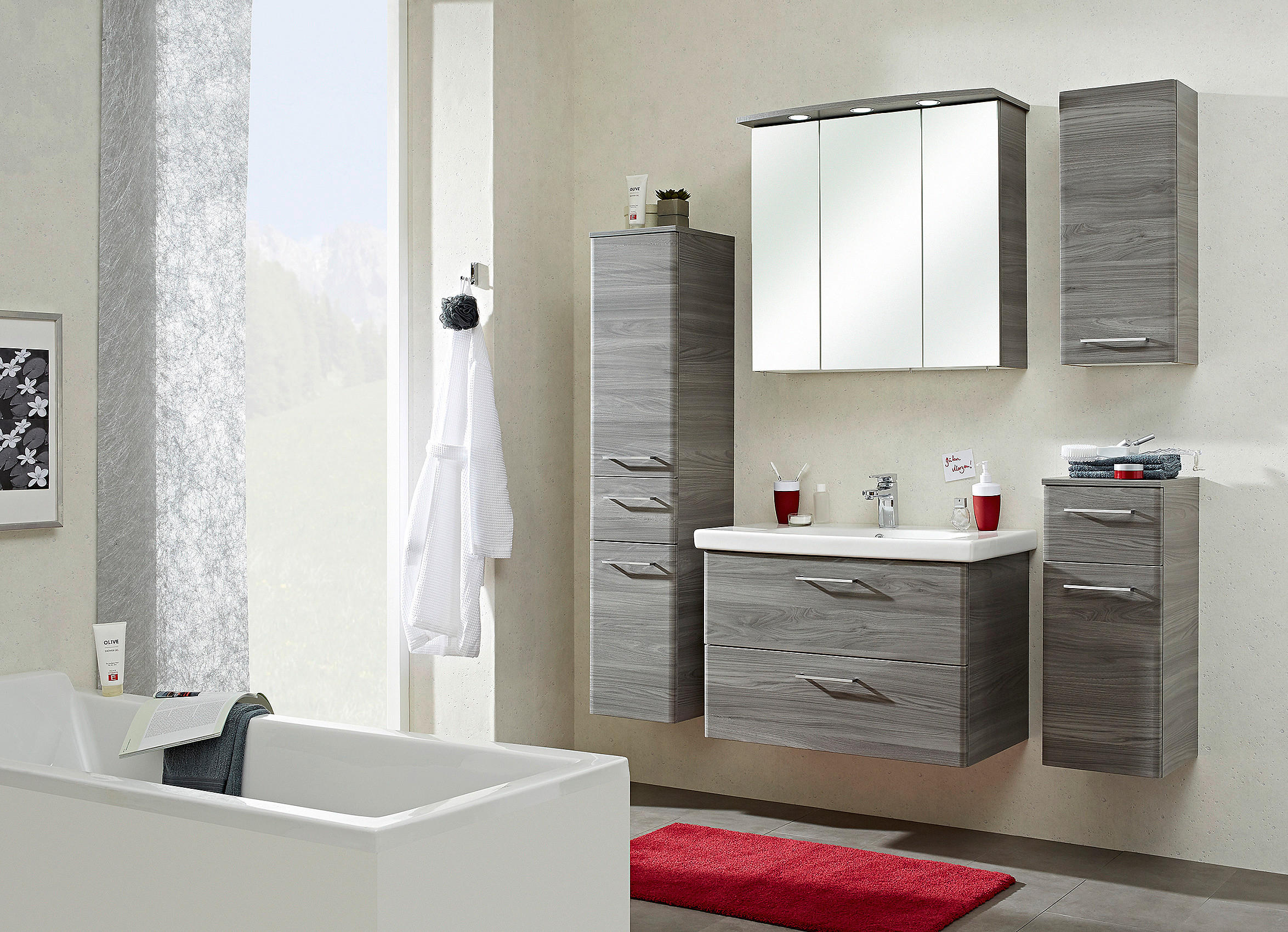 BAZĂ CU LAVOAR  - alb/culoare crom, Konventionell, ceramică/metal (82cm) - Xora