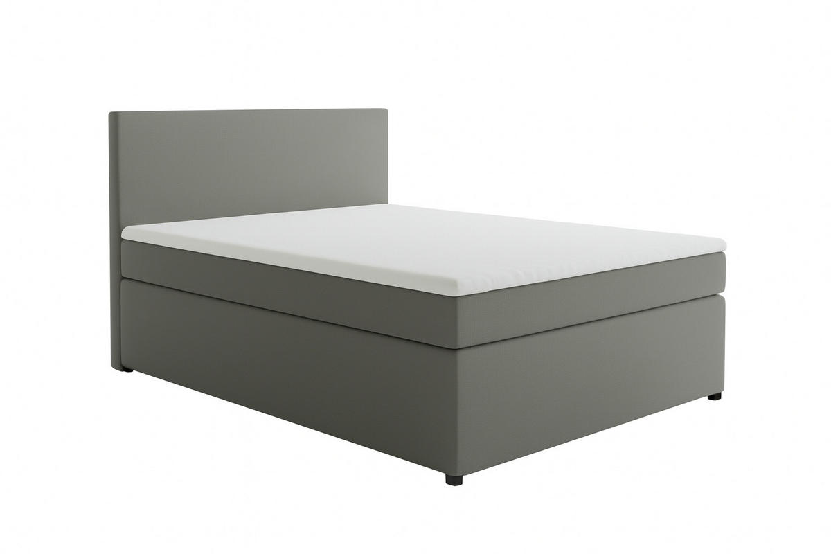 BOXSPRINGBETT 140/200 cm,  in Grau, Matratze, Topper, H3 = fest  - Schwarz/Grau, MODERN, Kunststoff/Textil (140/200cm) - MID.YOU