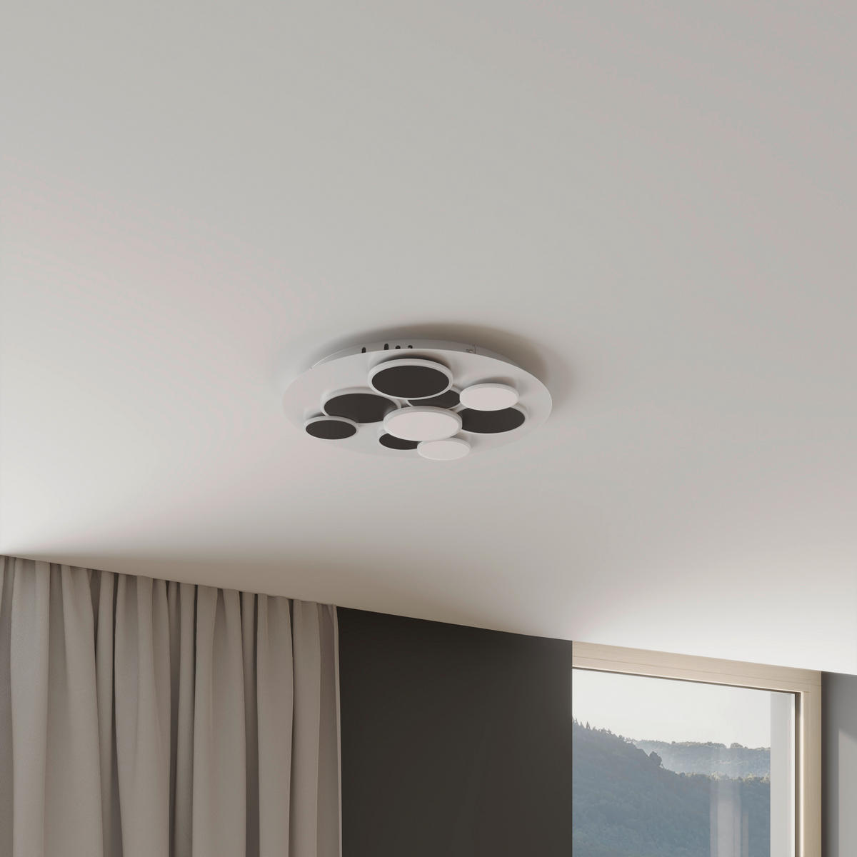 STROPNÍ LED SVÍTIDLO, 46,8/6 cm  - bílá/černá, Trend, kov/plast (46,8/6cm) - Novel