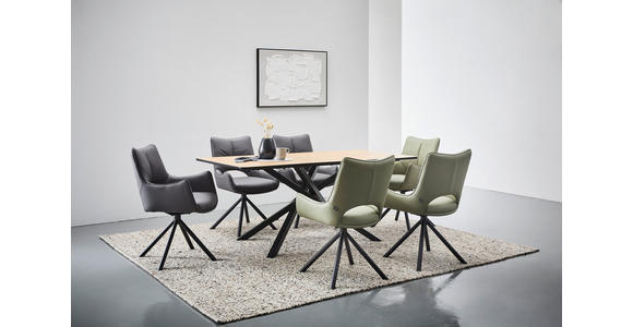 ESSTISCH rechteckig Eichefarben - Eichefarben/Schwarz, Design, Holzwerkstoff/Metall (180/90/75cm) - Carryhome