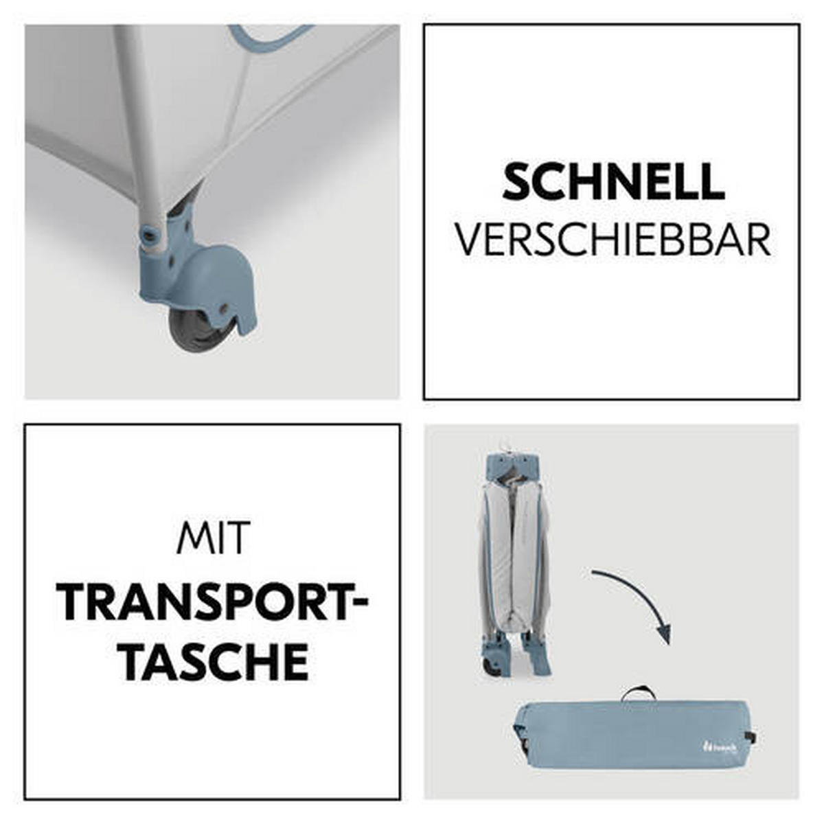 REISEBETT Sleep N Play Go Plus Greige, Pastellblau  - Greige/Pastellblau, Basics, Kunststoff/Textil (69/82/125cm) - Hauck