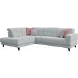 ECKSOFA in Webstoff Hellgrau  216/302 cm  - Hellgrau/Schwarz, Design, Holz/Textil (216/302cm) - Xora